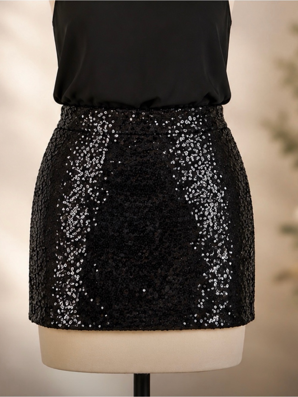 Tipsy Elves Black Sequin Mini Skirt Size L | Party